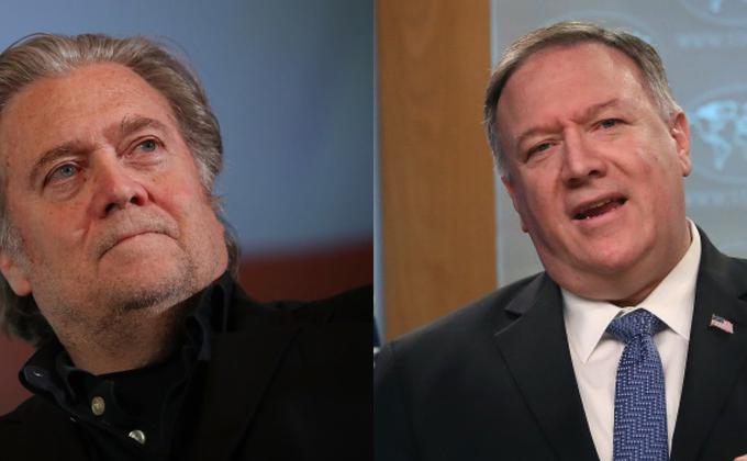 中共当局在狠批澳大利亚后,近期将抨击的火力转向了美国国务卿蓬佩奥(Mike Pompeo)与美国白宫前首席战略家班农(Steve Bannon),该两人都被中国官媒称之为“人民公敌”。(图片来源:Getty Images)
