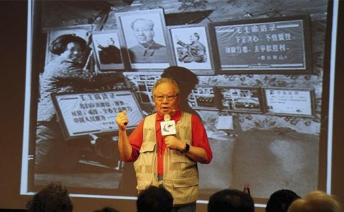 李振盛去年在台湾台北演讲(图片来源:中央社)